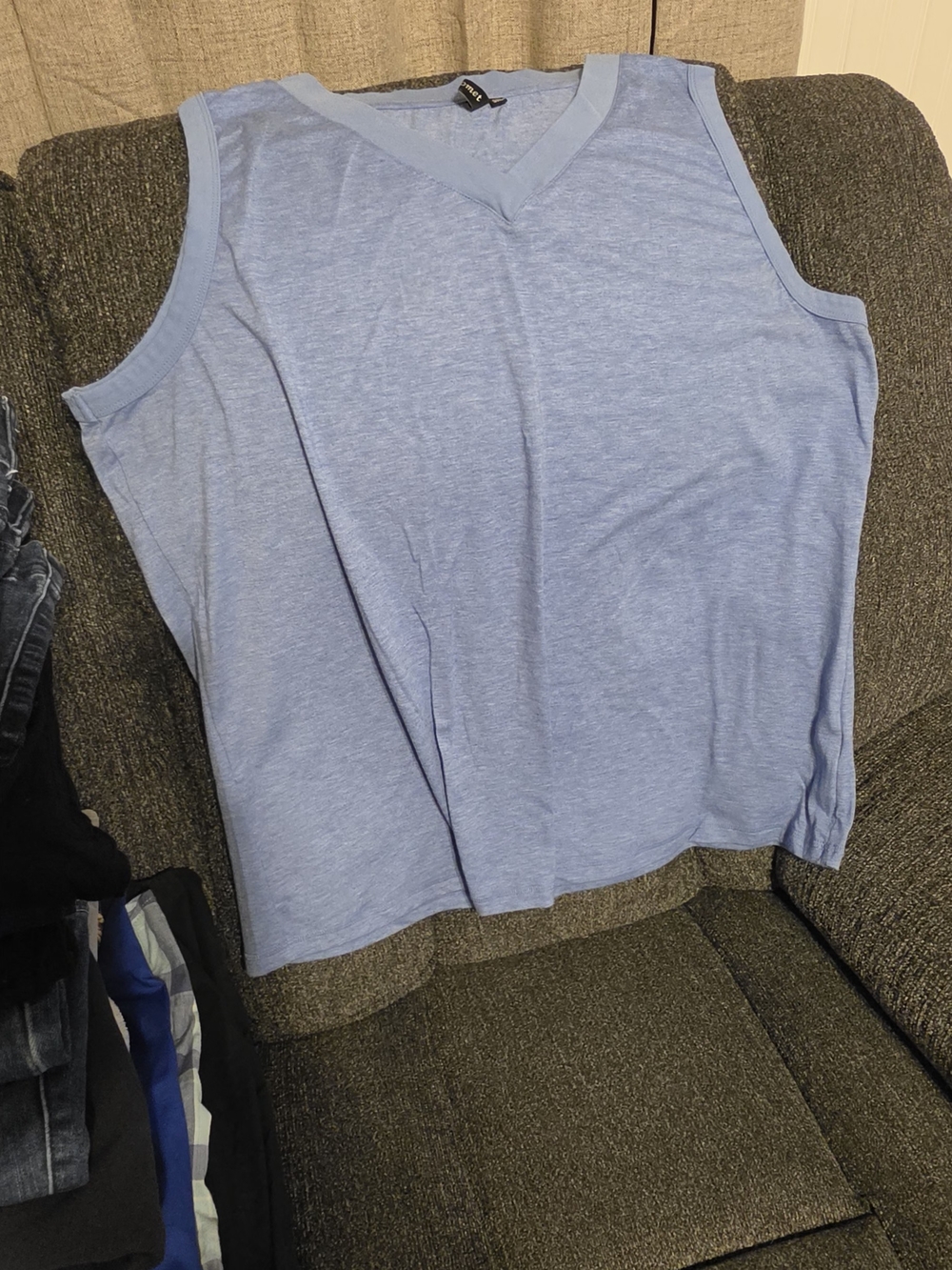 Light Blue V-Neck Sleeveless Tank Top